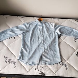 Unisex satiny button-down shirt